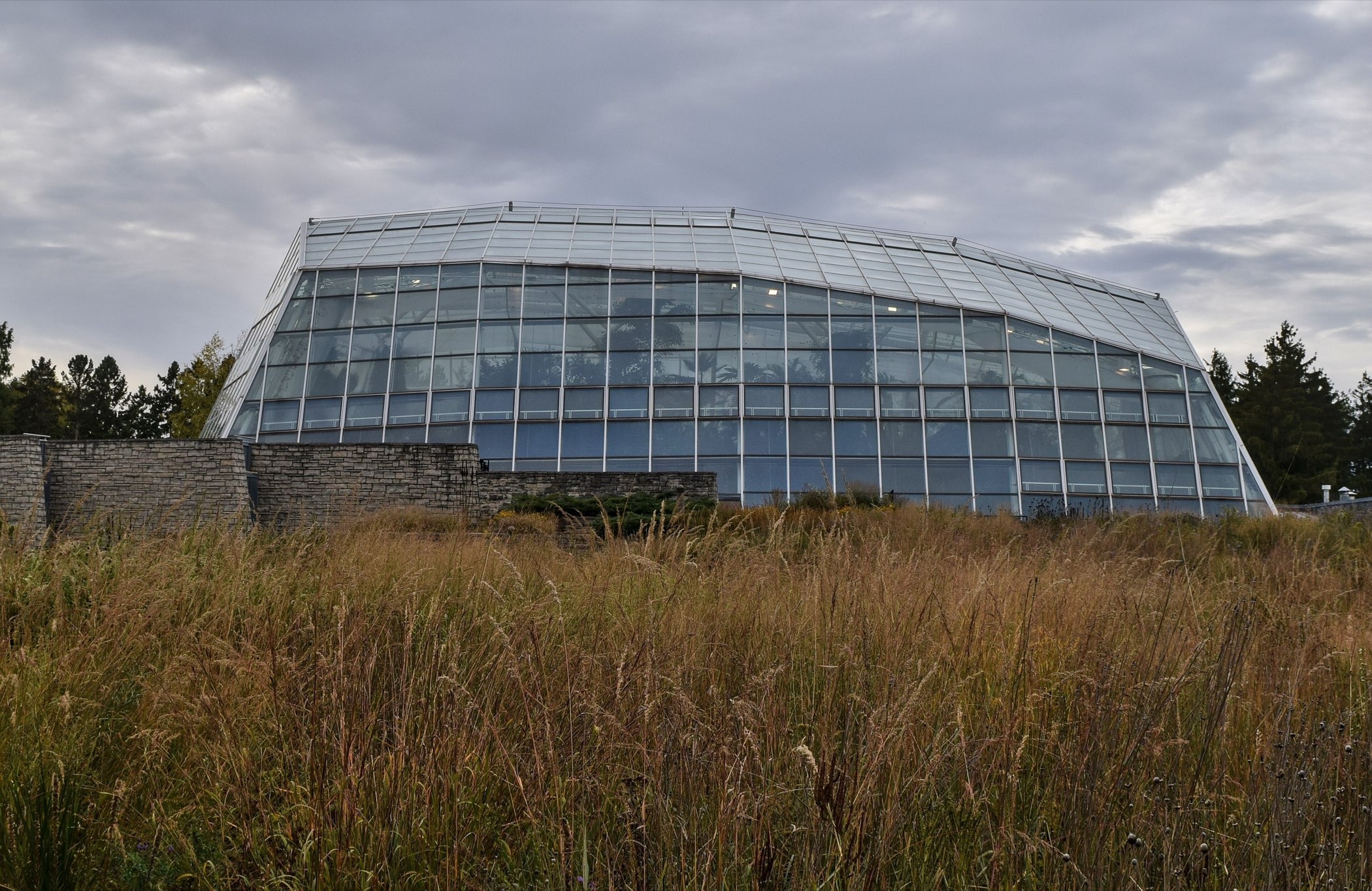 The glass-domed Niagara Parks Butterfly Conservatory